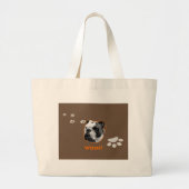 Engelse Bulldog Woof Grote Tote Bag (Voorkant)