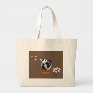 Engelse Bulldog Woof Grote Tote Bag