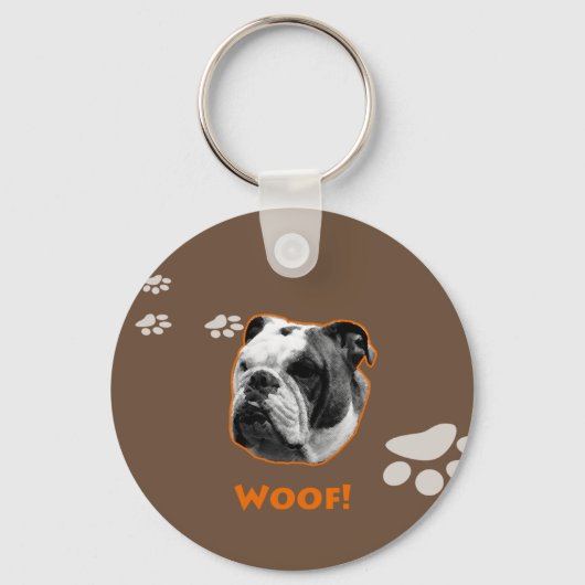 Engelse Bulldog Woof Sleutelhanger (Voorkant)