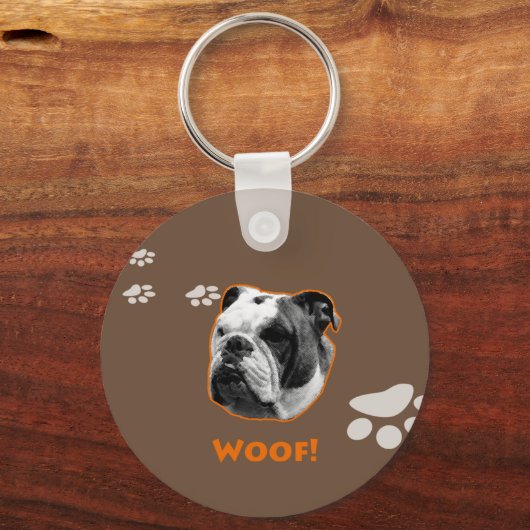 Engelse Bulldog Woof Sleutelhanger (Voorkant)