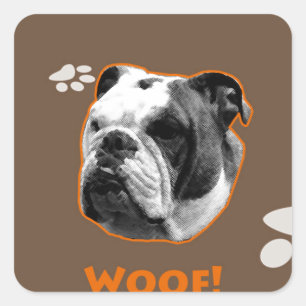 Engelse Bulldog Woof Vierkante Sticker