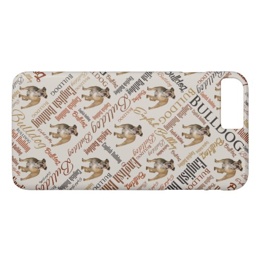 Engelse Bulldog Word Art Case-Mate iPhone Case (Achterkant (Horizontaal))