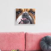 Engelse Bulldog Worp Kussen Canvas Afdruk (Insitu (Woonkamer))