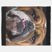 Engelse Bulldog Worp Kussen Fleece Deken (Voorkant (Horizontaal))