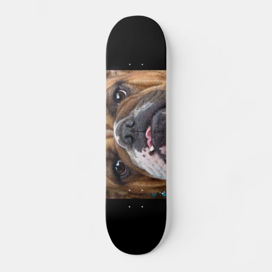 Engelse Bulldog Worp Kussen Persoonlijk Skateboard (Voorkant)