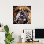 Engelse Bulldog Worp Kussen Poster (Thuiskantoor)