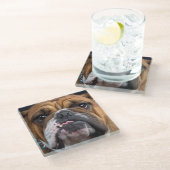 Engelse Bulldog Worpkussen Glazen Onderzetter (Schuin)