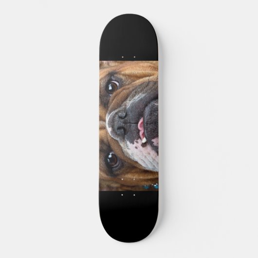 Engelse Bulldog Worpkussen Persoonlijk Skateboard (Voorkant)