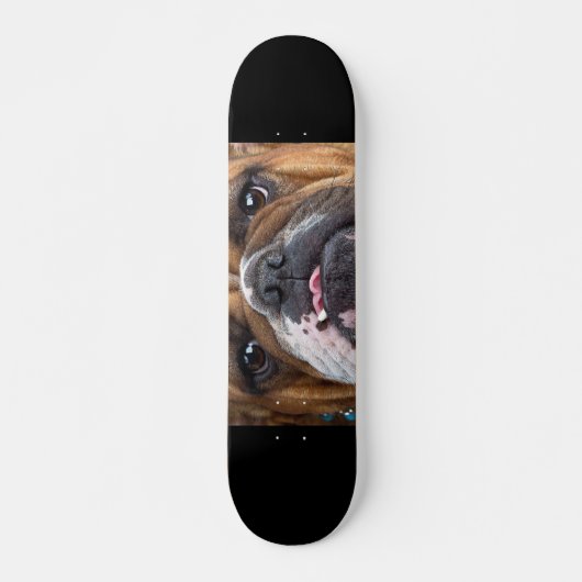 Engelse Bulldog Worpkussen Persoonlijk Skateboard (Voorkant)