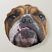 Engelse Bulldog Worpkussen Rond Kussen (Achterkant)