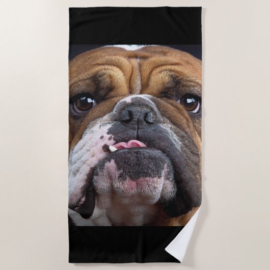 Engelse Bulldog Worpkussen Strandlaken (Voorkant)