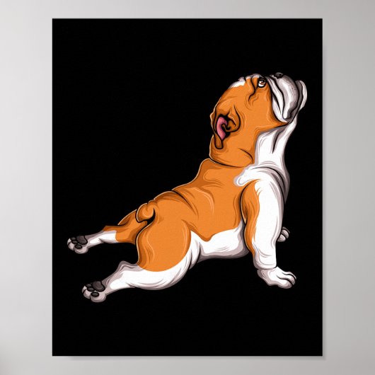 Engelse Bulldog Yoga Mummy Hond Houder Cadeau Idee Poster (Voorkant)