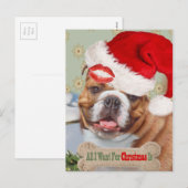 Engelse Bulldog zoent met kerst Feestdagenkaart (Voorkant / Achterkant)