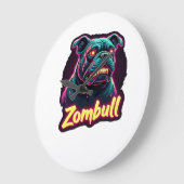 Engelse Bulldog Zombie Hond Halloween Essential T- Grote Klok (Hoek)