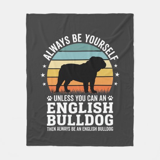 Engelse Bulldog Zonsondergang Wees Jezelf Hond Fleece Deken (Voorkant)
