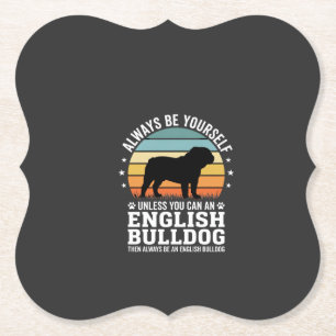 Engelse Bulldog Zonsondergang Wees Jezelf Hond Kartonnen Onderzetters