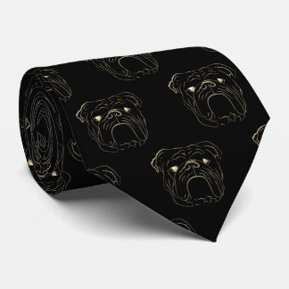 Engelse Bulldog Zwart en Goud Stropdas