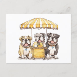 Engelse Bulldogs die een limonade stand runnen Briefkaart