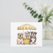 Engelse Bulldogs die een limonade stand runnen Briefkaart (Staand voorkant)