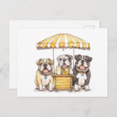 Engelse Bulldogs die een limonade stand runnen Briefkaart (Voorkant / Achterkant)