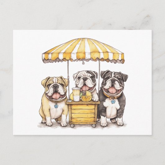 Engelse Bulldogs die een limonade stand runnen Briefkaart (Voorkant)