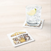 Engelse Bulldogs die een limonade stand runnen Kartonnen Onderzetters (Insitu)