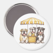 Engelse Bulldogs die een limonade stand runnen Magneet (Voorkant / Achterkant)