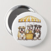 Engelse Bulldogs die een limonade stand runnen Ronde Button 4,0 Cm (Voorkant /achterkant)