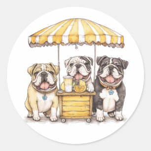 Engelse Bulldogs die een limonade stand runnen Ronde Sticker