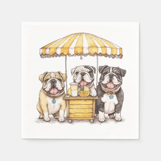 Engelse Bulldogs die een limonade stand runnen Servet (Voorkant)