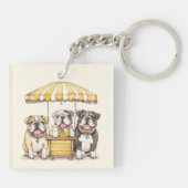 Engelse Bulldogs die een limonade stand runnen Sleutelhanger (Achterkant)