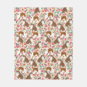 Engelse Bulldogs  florale hond patroon Fleece Deken (Voorkant)