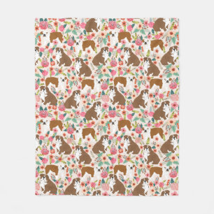 Engelse Bulldogs  florale hond patroon Fleece Deken