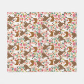 Engelse Bulldogs  florale hond patroon Fleece Deken (Voorkant (Horizontaal))