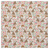 Engelse Bulldogs floralpatroon Stof (Swatch)