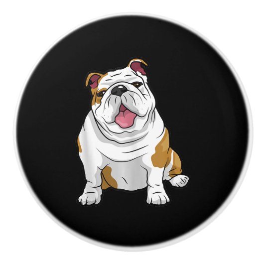Engelse Bulldogs Geweldige Funny Bulldog Pups Dogs Keramische Knop (Voorkant)