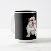 Engelse Bulldogs Geweldige Funny Bulldog Pups Dogs Tweekleurige Koffiemok (Voorkant links)