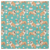 Engelse Bulldogs koffieliefturquoise Stof (Swatch)