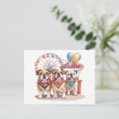 Engelse Bulldogs Op Een Kermis  Briefkaart (Staand voorkant)