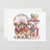 Engelse Bulldogs Op Een Kermis  Briefkaart (Voorkant / Achterkant)