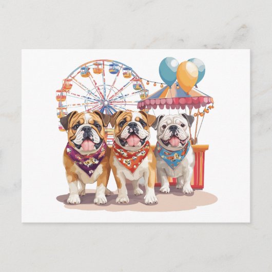 Engelse Bulldogs Op Een Kermis  Briefkaart (Voorkant)