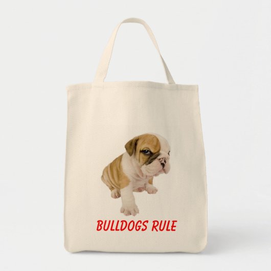 Engelse Bulldogs Rule Puppy Dog Grocery Canvas tas (Voorkant)