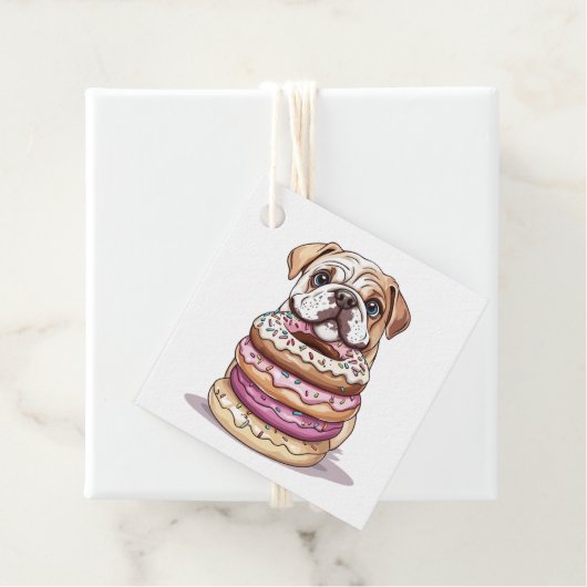 Engelse Bulldogs Sprinkled Donuts Bedankjes Labels (In situ)