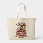 Engelse Bulldogs Sprinkled Donuts Grote Tote Bag (Achterkant)