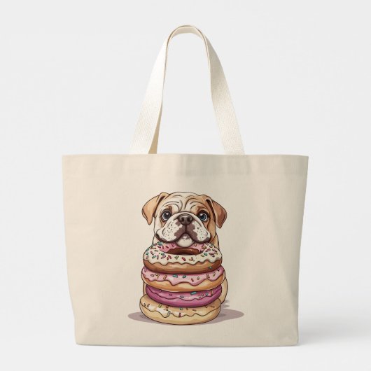 Engelse Bulldogs Sprinkled Donuts Grote Tote Bag (Achterkant)
