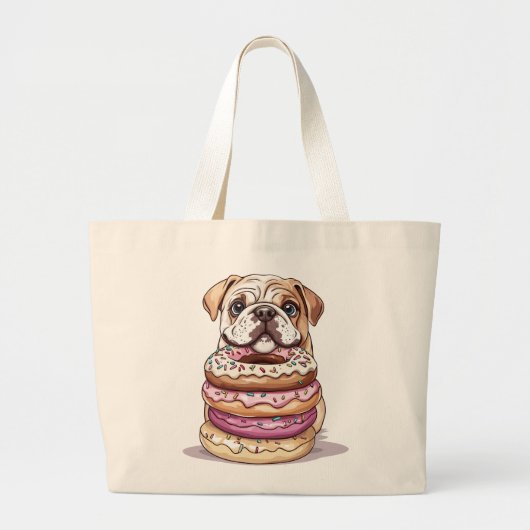 Engelse Bulldogs Sprinkled Donuts Grote Tote Bag (Voorkant)