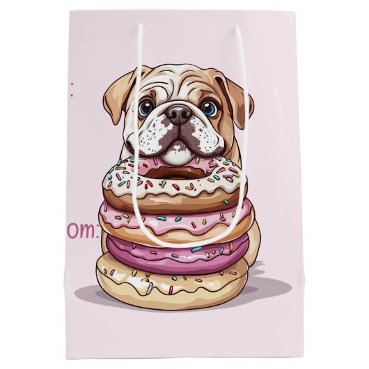 Engelse Bulldogs Sprinkled Donuts Medium Cadeauzakje (Achterkant)