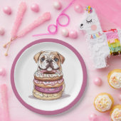 Engelse Bulldogs Sprinkled Donuts Papieren Bordje (Feest)
