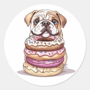 Engelse Bulldogs Sprinkled Donuts Ronde Sticker