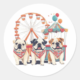 Engelse Bulldogs tijdens een carnaval Ronde Sticker